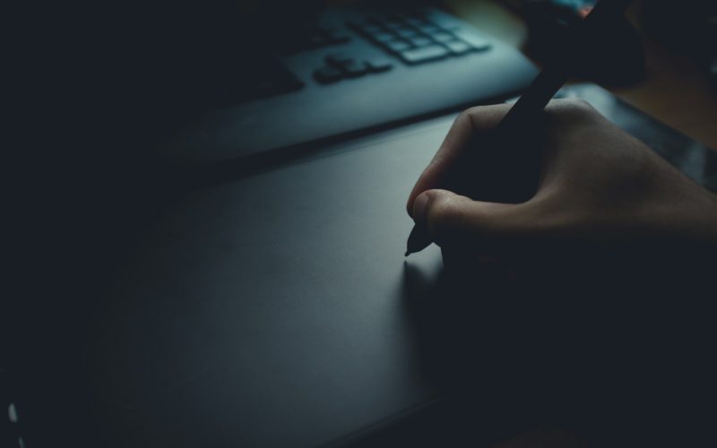 person using track pad
